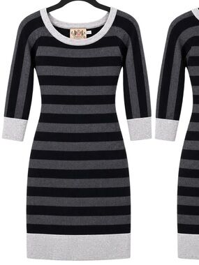 Juicy Couture 100% Cashmere Striped Sweater Dress Y2K Size M